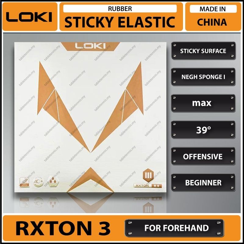 Loki Rxton 3 Sticky Elastic Table Tennis Rubber Getah Ping Pong Rxton ...