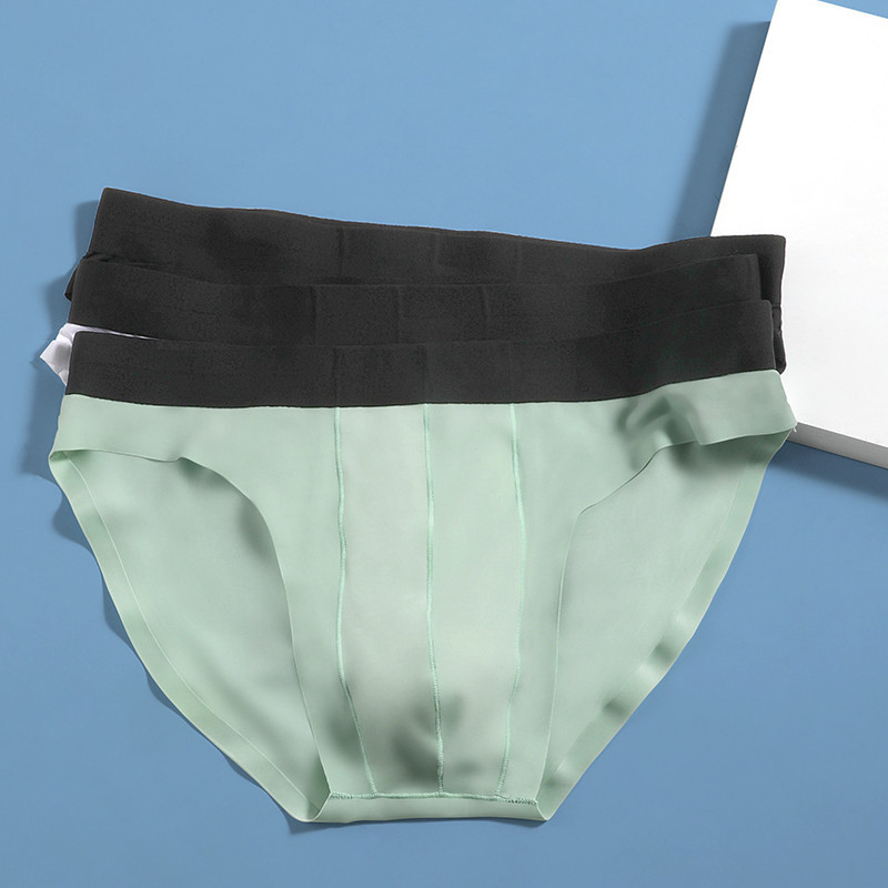 Underwear Men's Ice Silk Seamless Ultra-thin Summer Breathable Briefs Boys'  Transparent Sexy Shorts Underpants Lingerie B328