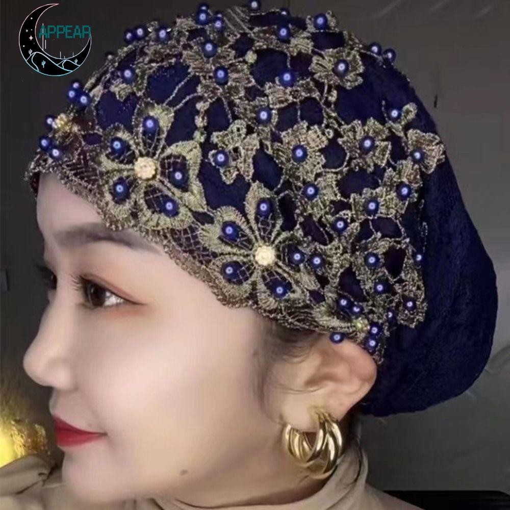 APPEAR Baotou Hat, Nylon Embroidery Turban Hat, Women's Hijabs 7 Colors ...