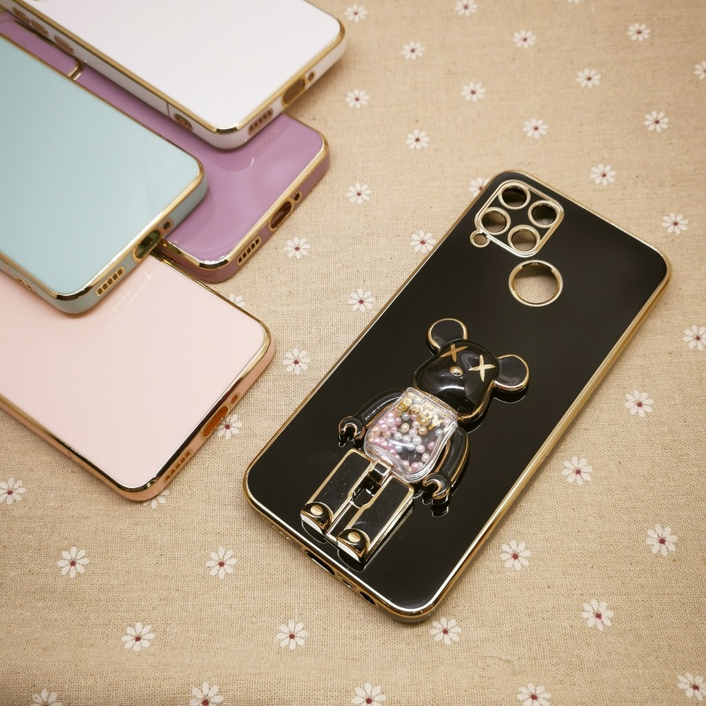 Realme C11 C12 C15 C21 Realme C21Y C25Y Narzo 20 Cute Bear Mobile Phone  Stand I Ring Holder Housing Cover Casing Case