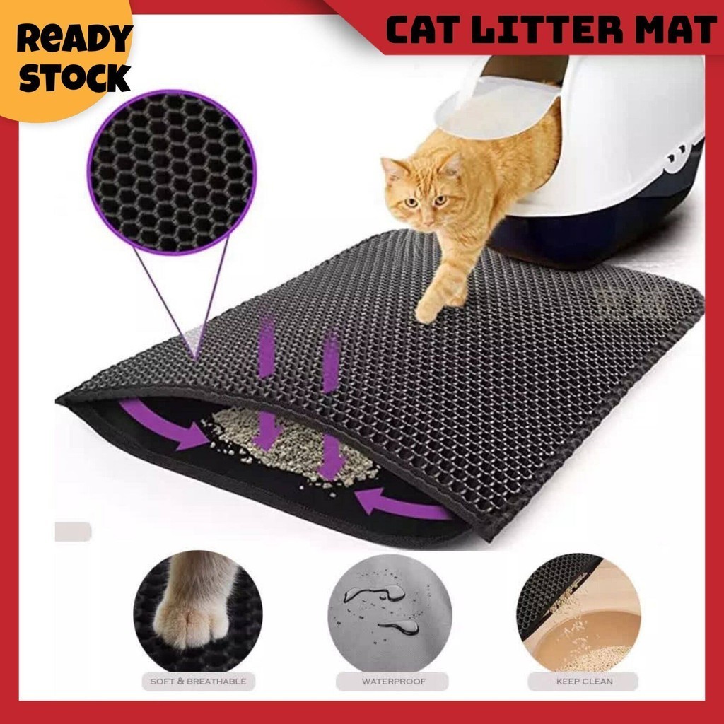 Cat Mat Double Layer Cat Litter Mat Trapping Mat Waterproof Eva Washable Carpet Kucing Shopee Malaysia