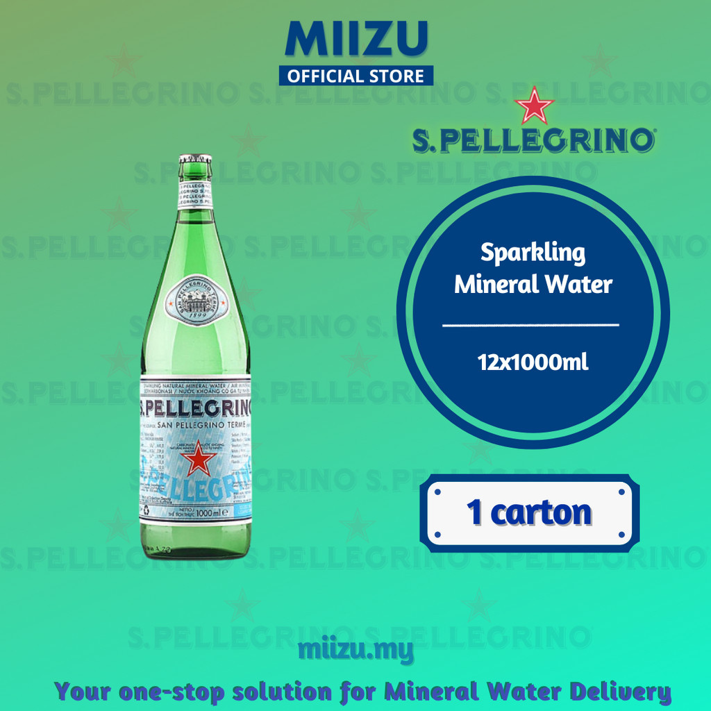 San Pellegrino Sparkling Natural Mineral Water 12x1L Glass Bottle