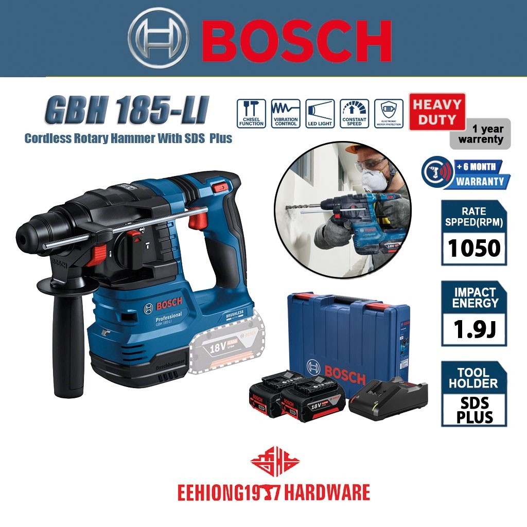 Bosch Gbh 185 Li Professional Cordless Rotary Hammer With Sds Plus