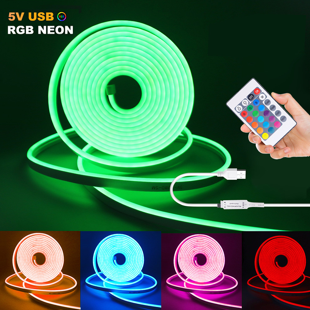 5V RGB 4pin LED Neon Strip Light Neon Sign Decoration 5m 2835 60LED ...