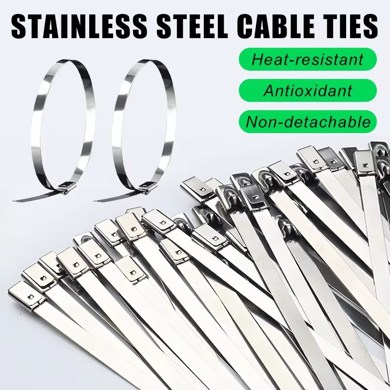 10-Pack Stainless Steel Cable Ties – 5x250mm Metal Zip Ties, Heavy-Duty Self-Locking Straps For Cables, Wires, Multi-Purpose Use
