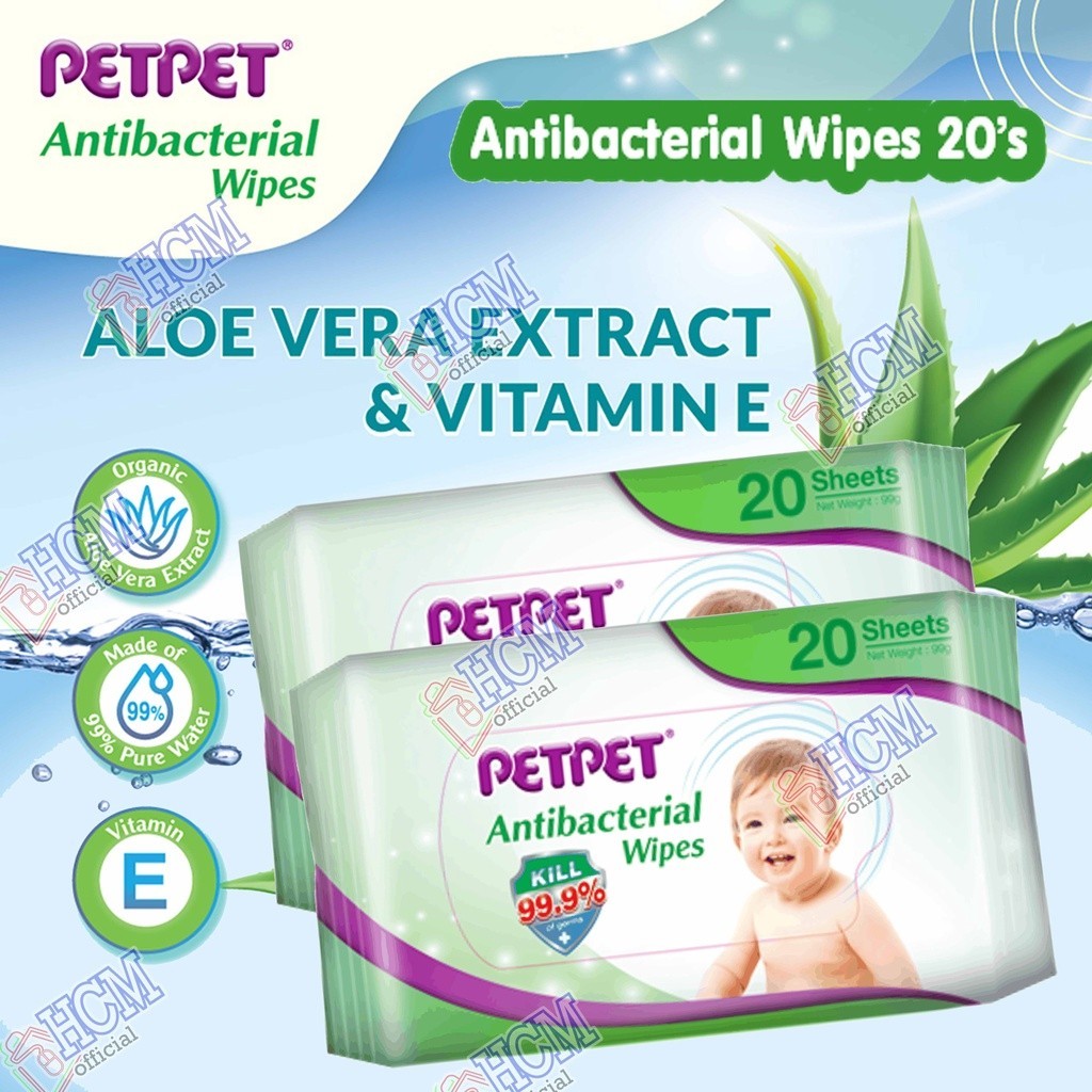 PETPET ANTIBACTERIAL WIPES 20's x 2 PACKS ( EXPIRED 07/2024 ) Shopee