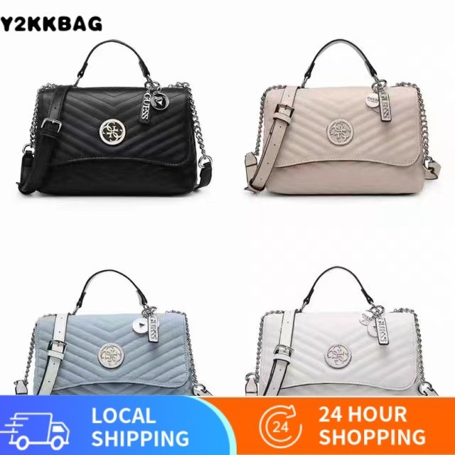 GUESS Women Handbags Blakely Top Handle Flap Sling Bag quilted Sing Top