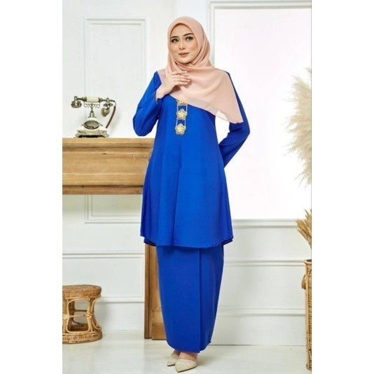 BAJU RAYA 2024 BAJU KEBARUNG PLAIN MODEN KURUNG PLUS SIZE TEAL