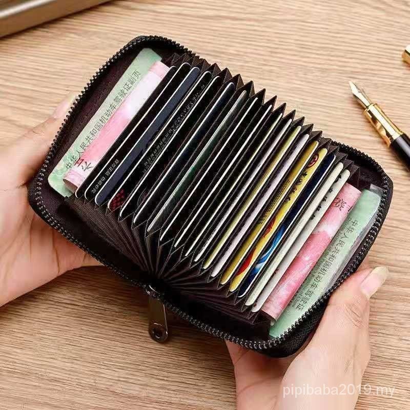 Genuine Leather Anti-theft Brush Men's Organ Card Holder Large-Capacity ...