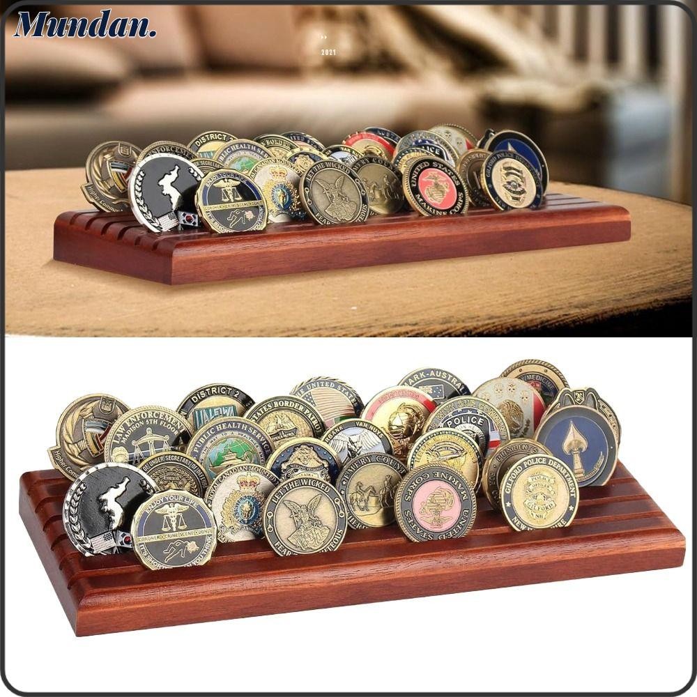 MUNDAN Coin Display Stand, Wooden Rectangular Challenge Coin Display, 6 ...