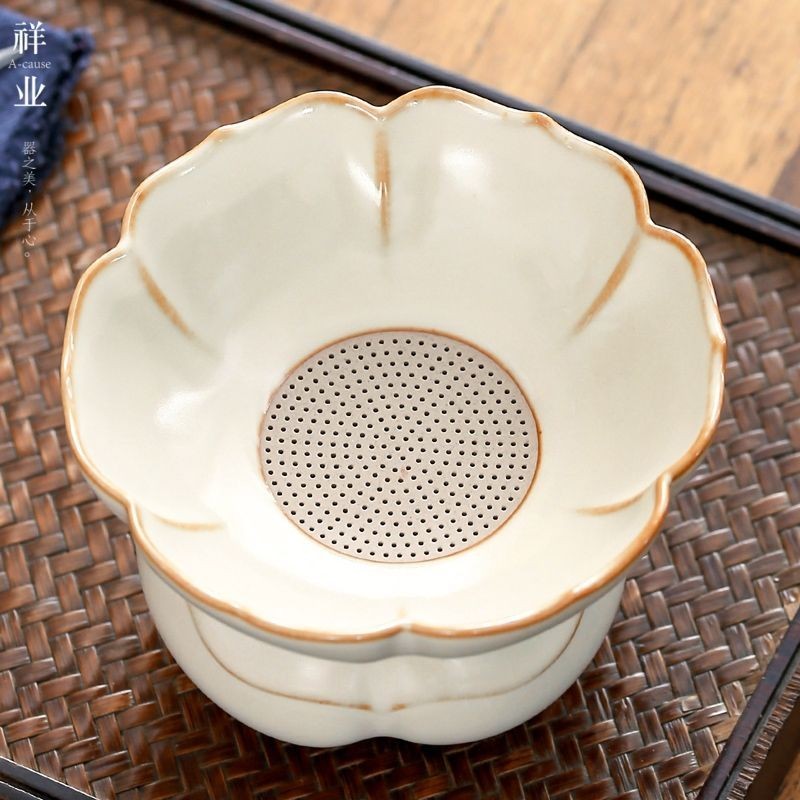 Xiangye Ru Kiln Tea Leak Ceramic Tea Filter Set Tea Set Filter Mesh Tea ...