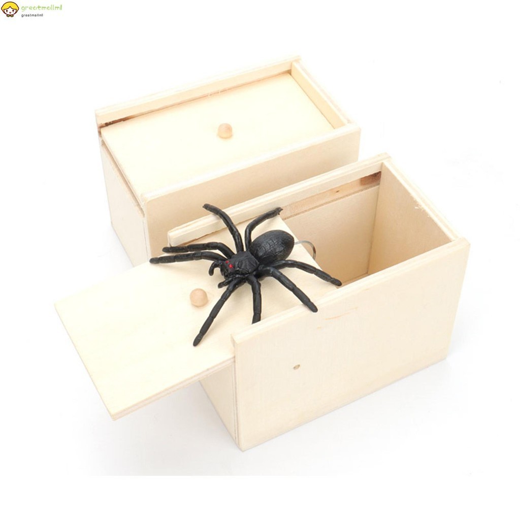 Wooden Prank Scary Box Spider Toy Funny Play Joke Scare Toy Box ...