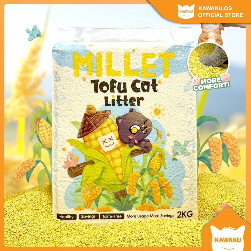 KAWANKU Millet Tofu Cat Litter 6L/2KG Elevate your cat's comfort to new
