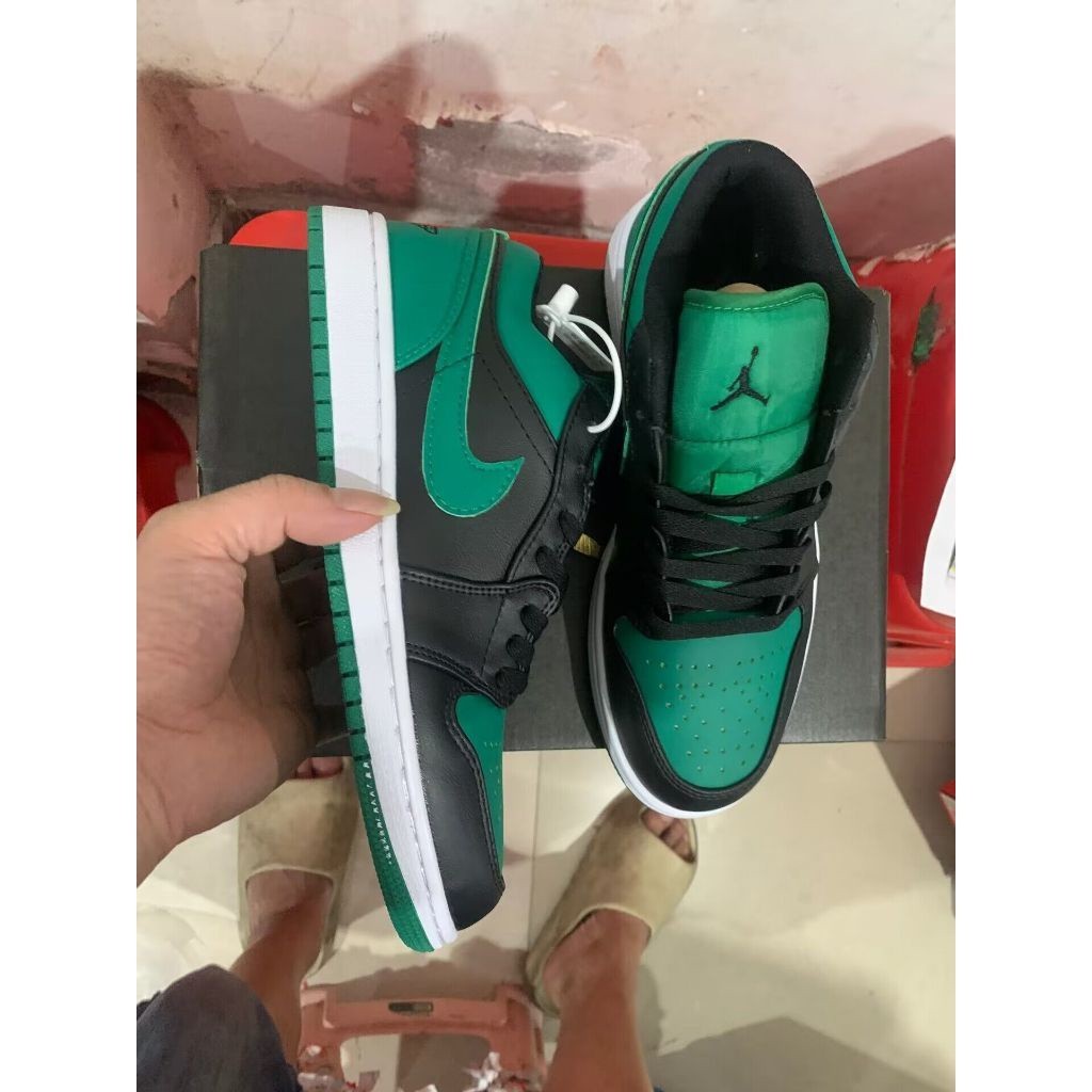 2024!!! New Air Jordan 1 Low 'Black Lucky Green' 553558-065 Sneaker ...