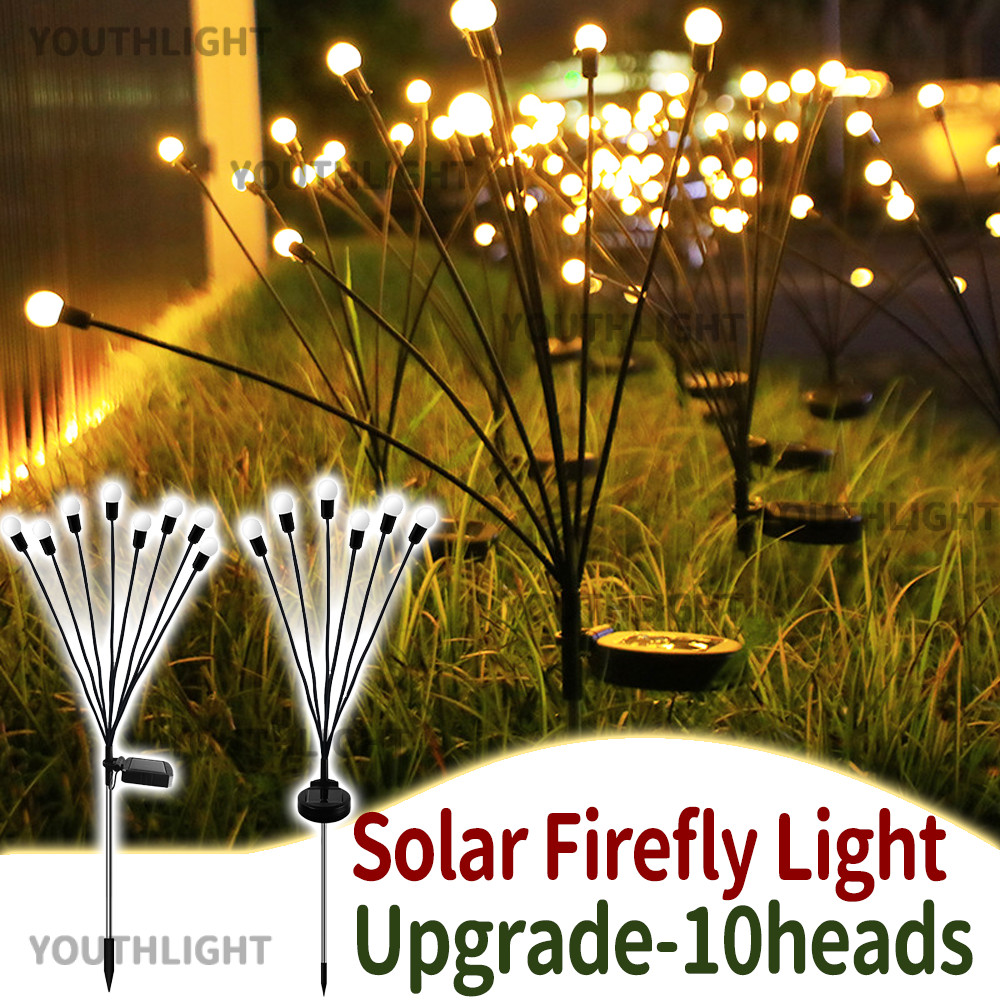 10LED Solar Firefly Light Lampu Raya Solar LED Light Outdoor Waterproof ...