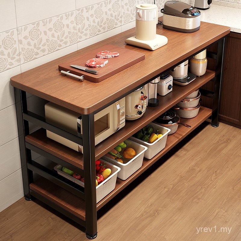 Kitchen Multifunctional Shelf Floor-standing Vegetable Cutting Table Workbench Microwave Oven ...