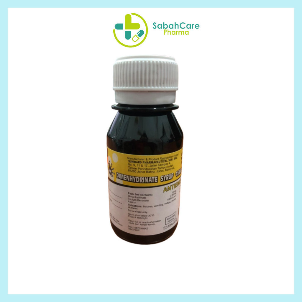 SABAHCARE SUNWARD DIMENHYDRINATE 15MG/5ML 60ML(nausea, vomiting or