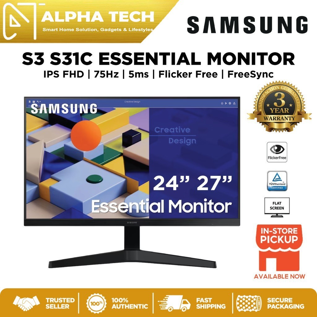 Samsung S3 S31c Essential Monitor Ips Panel Full Hd 5ms Freesync