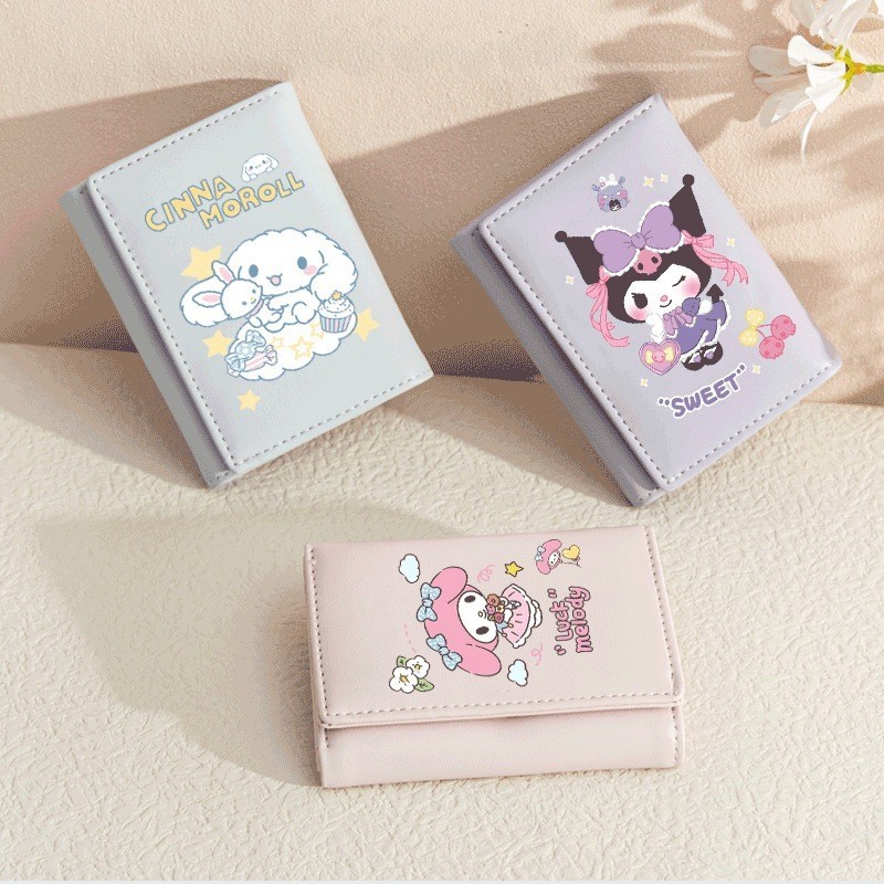 Sanrio Women's Wallet Cute Kuromi Pochacco Cinnamoroll PU Leather Mini ...