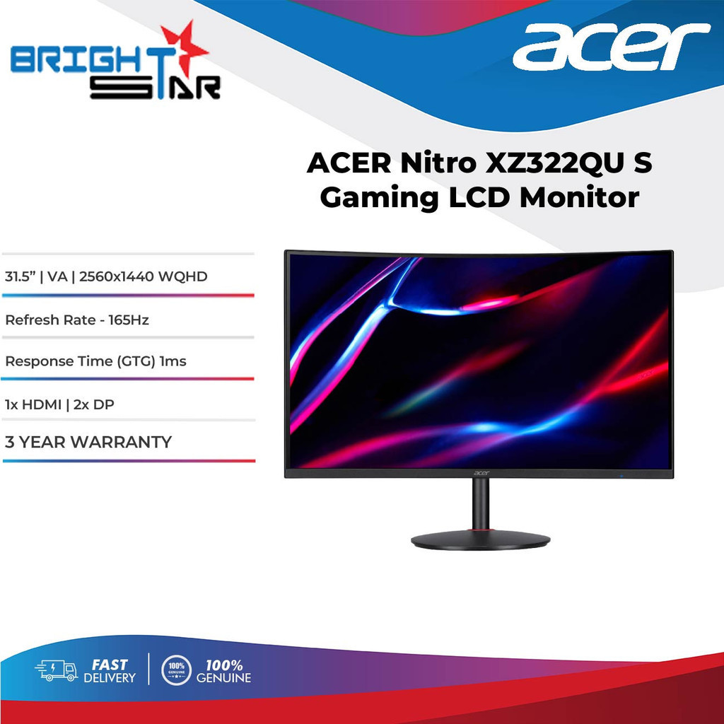 ACER NITRO XZ322QU S Gaming LCD Monitor 31.5"/VA/165Hz/2560x1440/1ms