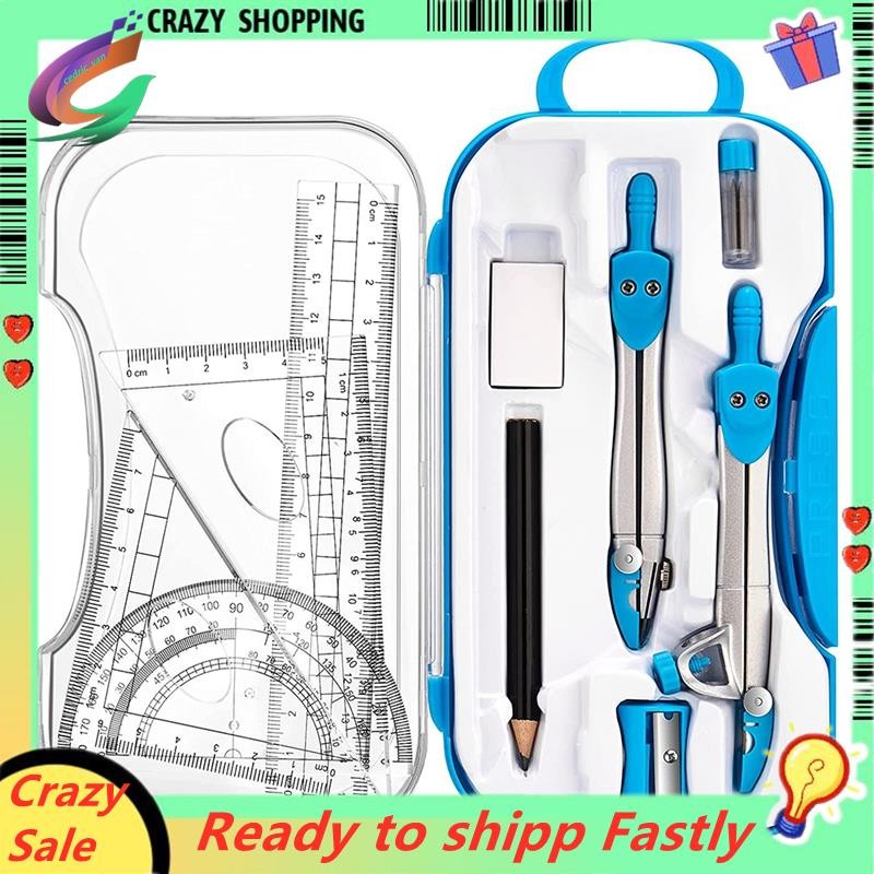 Geometry Set 10 Pcs Math Supplies Kit,Including Compass,Protractor ...