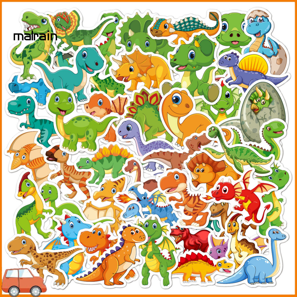 Ma 50pcs Dinosaur Stickers Various Tyrannosaurus Rex Pterosauria Cute Decals Waterproof Diy 8759