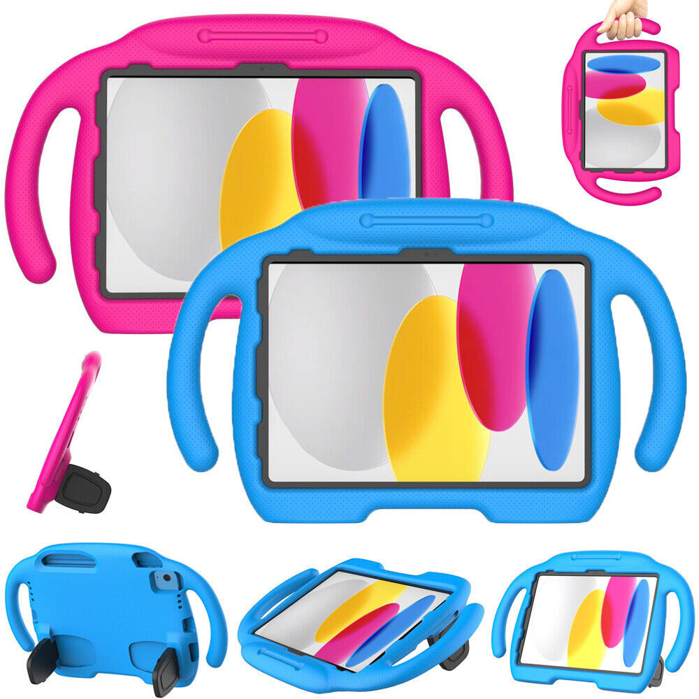 Adocham Kids Case for iPad (A16) 11th Generation 11 Inch 2025/10th Generation 10.9 Inch 2022 Built-in Stand Handle,Lightweight Shockproof Silicone Kids Cover for iPad 10th/11th Gen (Rainbow