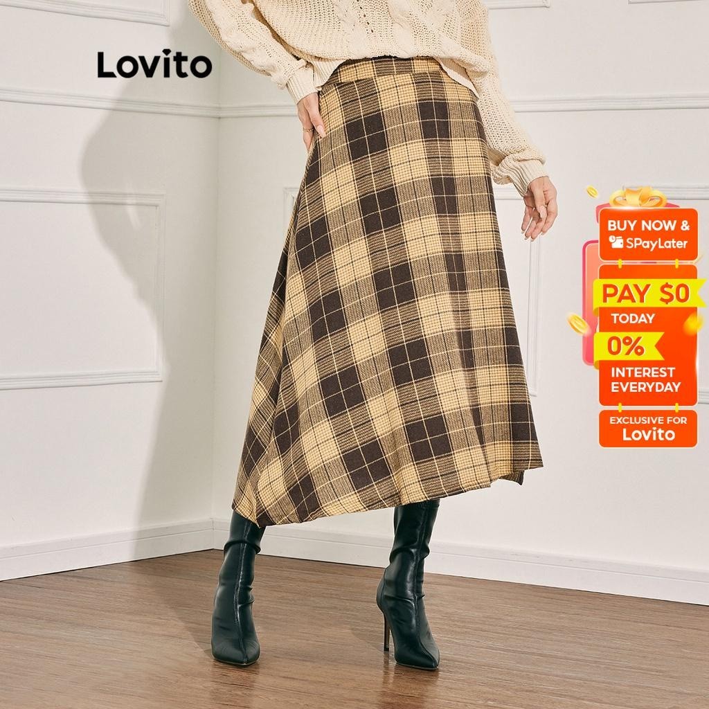 Brown plaid skirt outlet 100