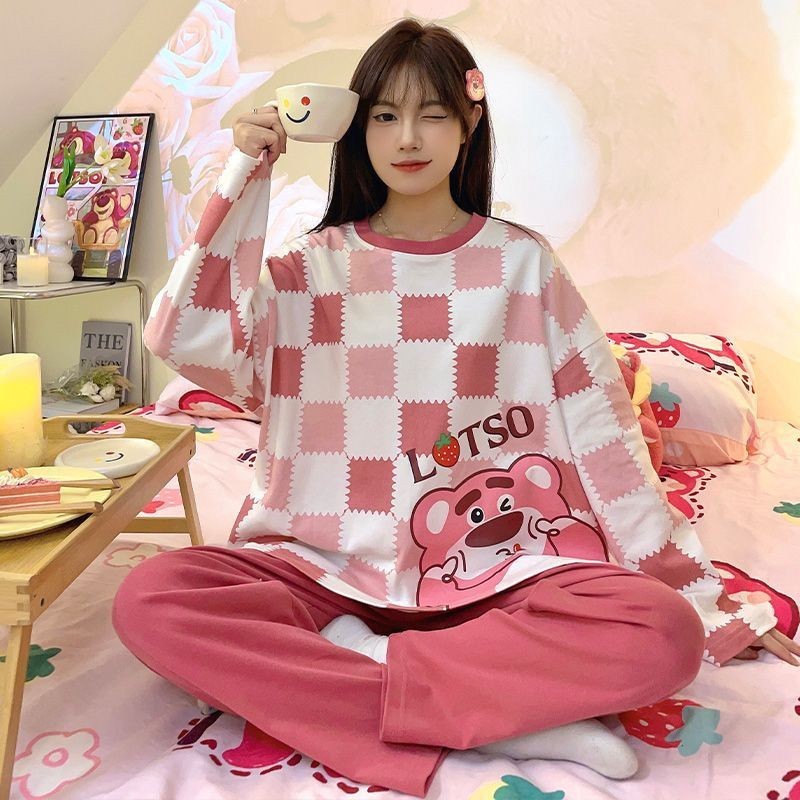 Ready Stock Pyjamas women Plus Size long sleeved pajamas cartoon suit baju tidur new student nightwear Shopee Malaysia