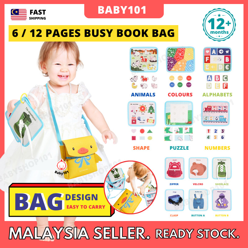 【Baby101】 Travelling Baby Busy Board Bag Montessori Sensory Toy Toddler ...