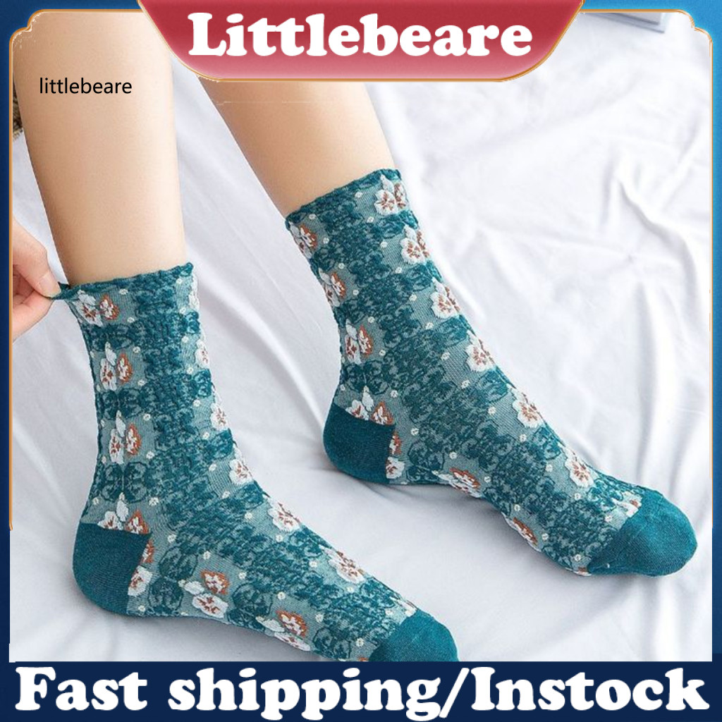 Comfortable Women Socks Autumn Winter Tube Socks Retro Palace Style