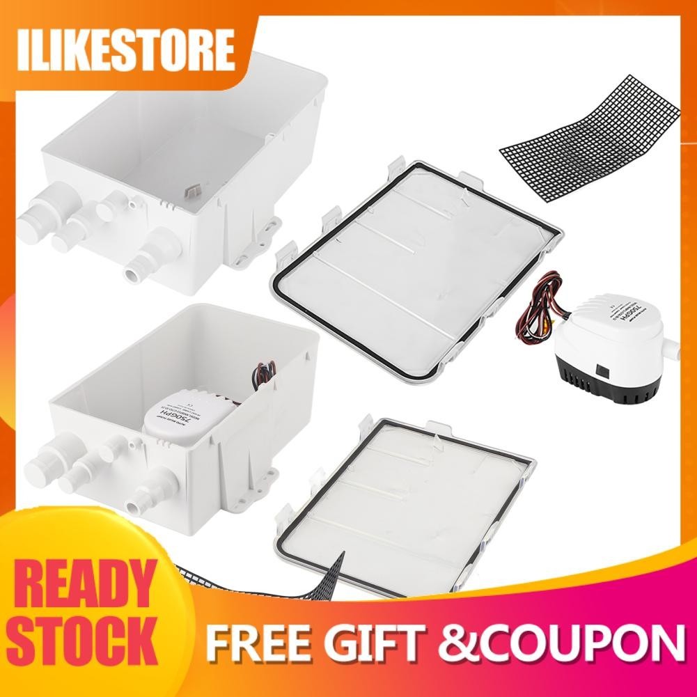 Ilikestore 750GPH Marine Shower Sump Pump Drain Kit System Automatic
