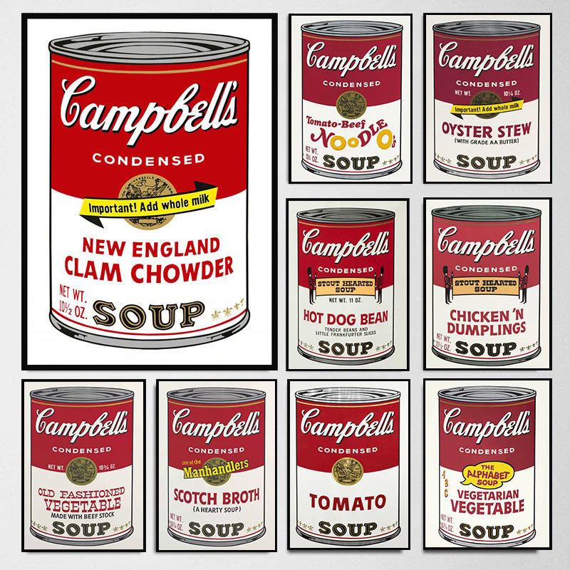 Andy Warhol Series Campbell Soup Canned Canvas Painting Poster ...