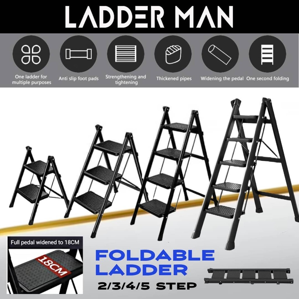 Tangga Lipat 2/3/4/5 Steps Foldable Stool Carbon Steel Ladder ...