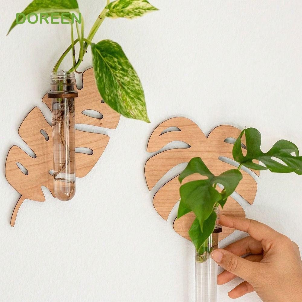 DOREEN Wall Hanging Vase, Leaf Shape Wooden Hydroponic Vase, Gifts ...