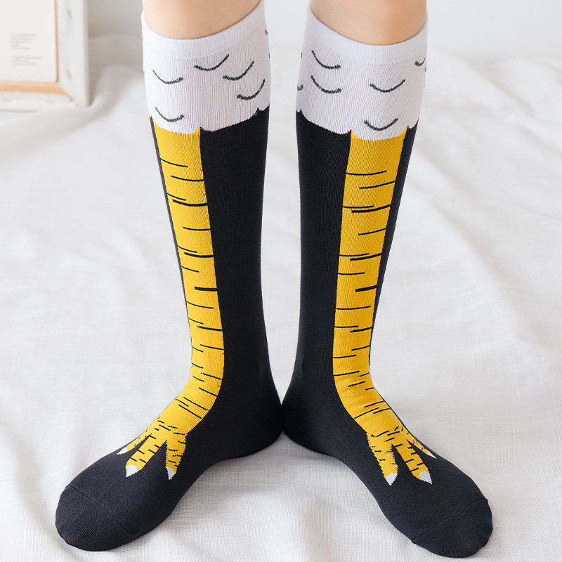 3D Chicken Foot Socks For Women – Novelty Knee-High Socks (2 Pairs – Black & Rose Red)