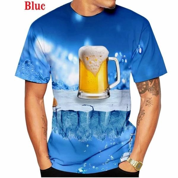 Source Factory New Beer 3D Printing Tshirt Refreshing Casual Men's and