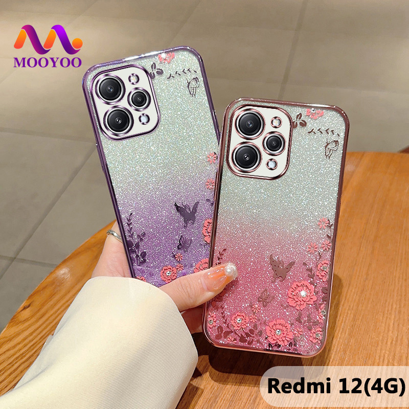 Case Redmi 12 (4G) Floral Soft Casing Blink Phone Cover For Xiaomi ...