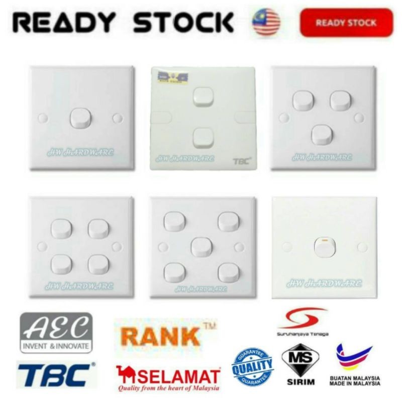 [SIRIM APPROVED] 1/2/3/4 Gang 1 Way- 2 Way 10AX 250V Flush Switch ON ...