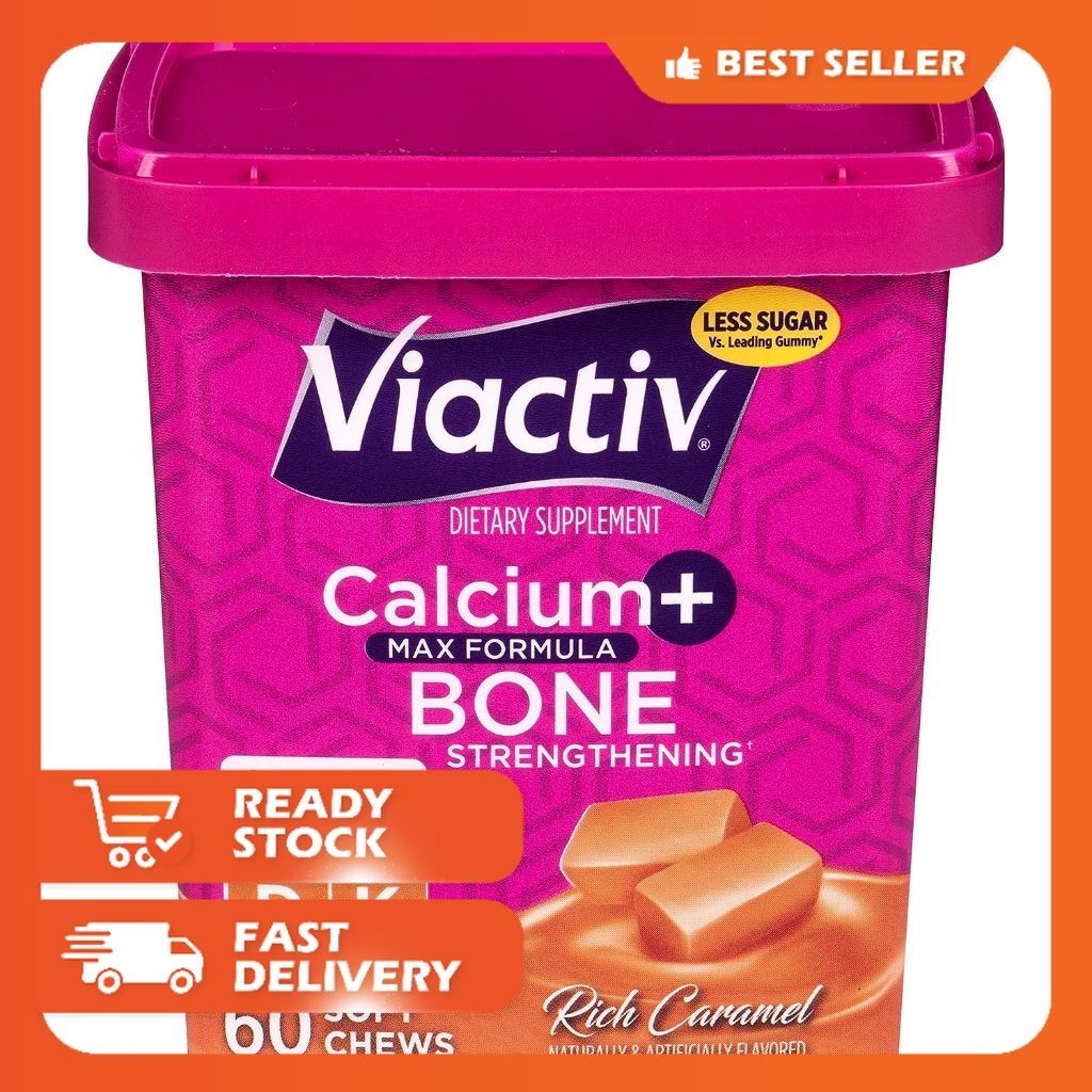 Viactiv Calcium +Vitamin D3 Supplement Soft Chews, Caramel, 60 Chews ...