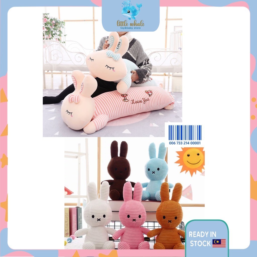 🐳READY STOCK🐳CUTE BUNNY Rabbit Plush Bear Dolls Stripe Lying Rabbit ...
