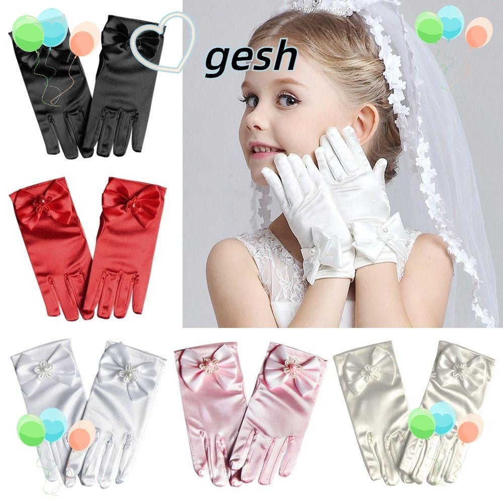 GESH1 Princess Gloves Satin Sequins Bow Princess Skirt Accessories