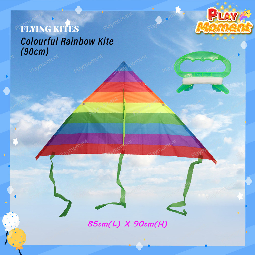 *Free Kite Line* 90cm Small Rainbow Stripped Kite 🪁 1.15M Cartoon Kites ...