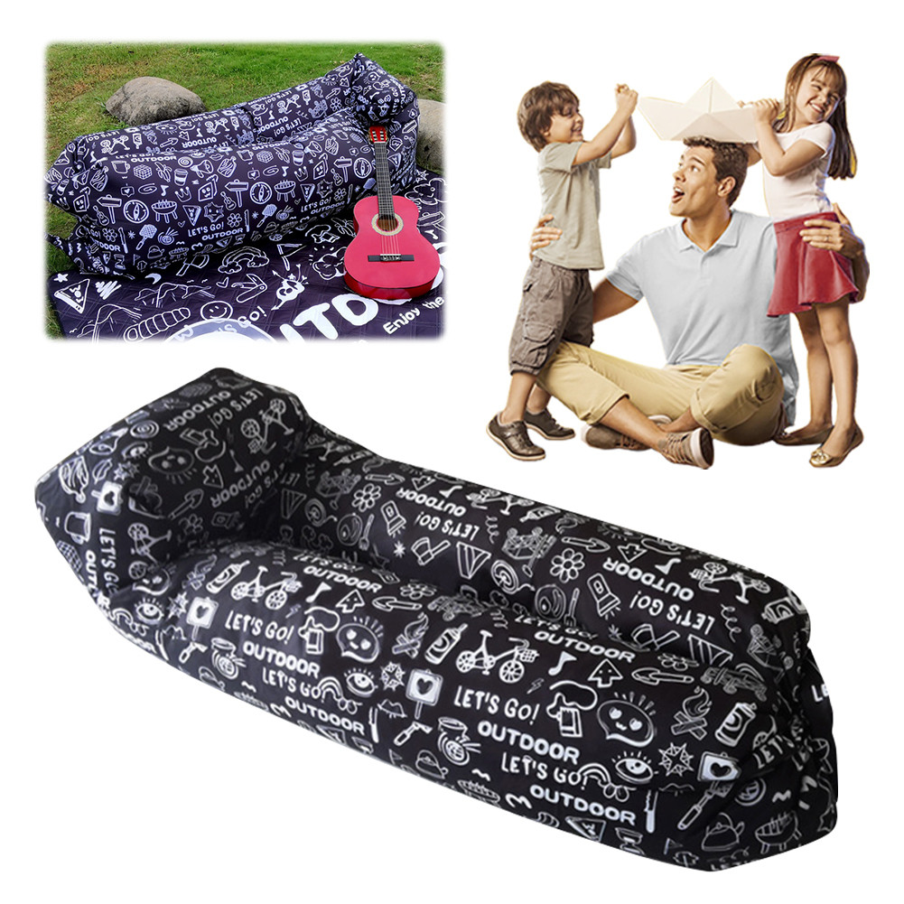 AIGONI™ Camping Inflatable Lounger Outdoor Graffiti Inflatable Sofa for ...
