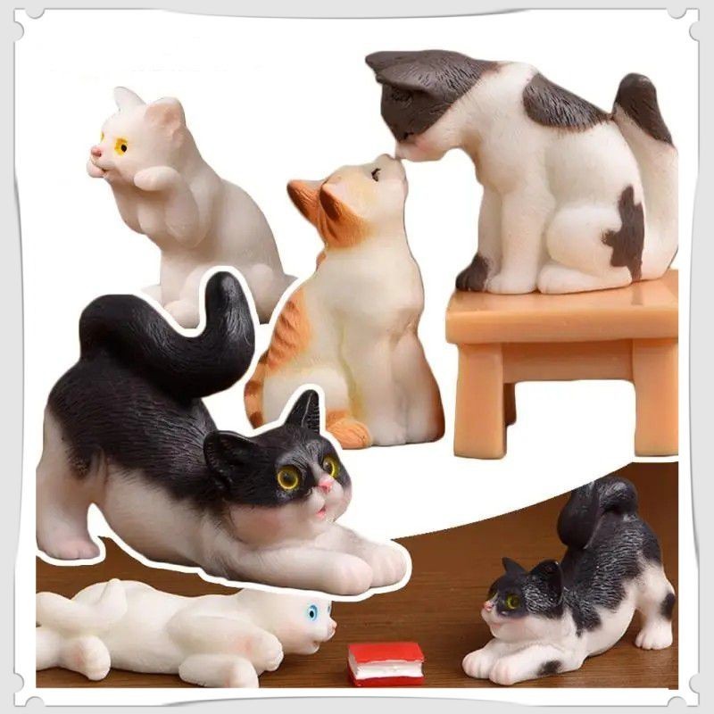 Cute Cat Figures Toys Room Decoration Cartoon Character Garden Ornament ...