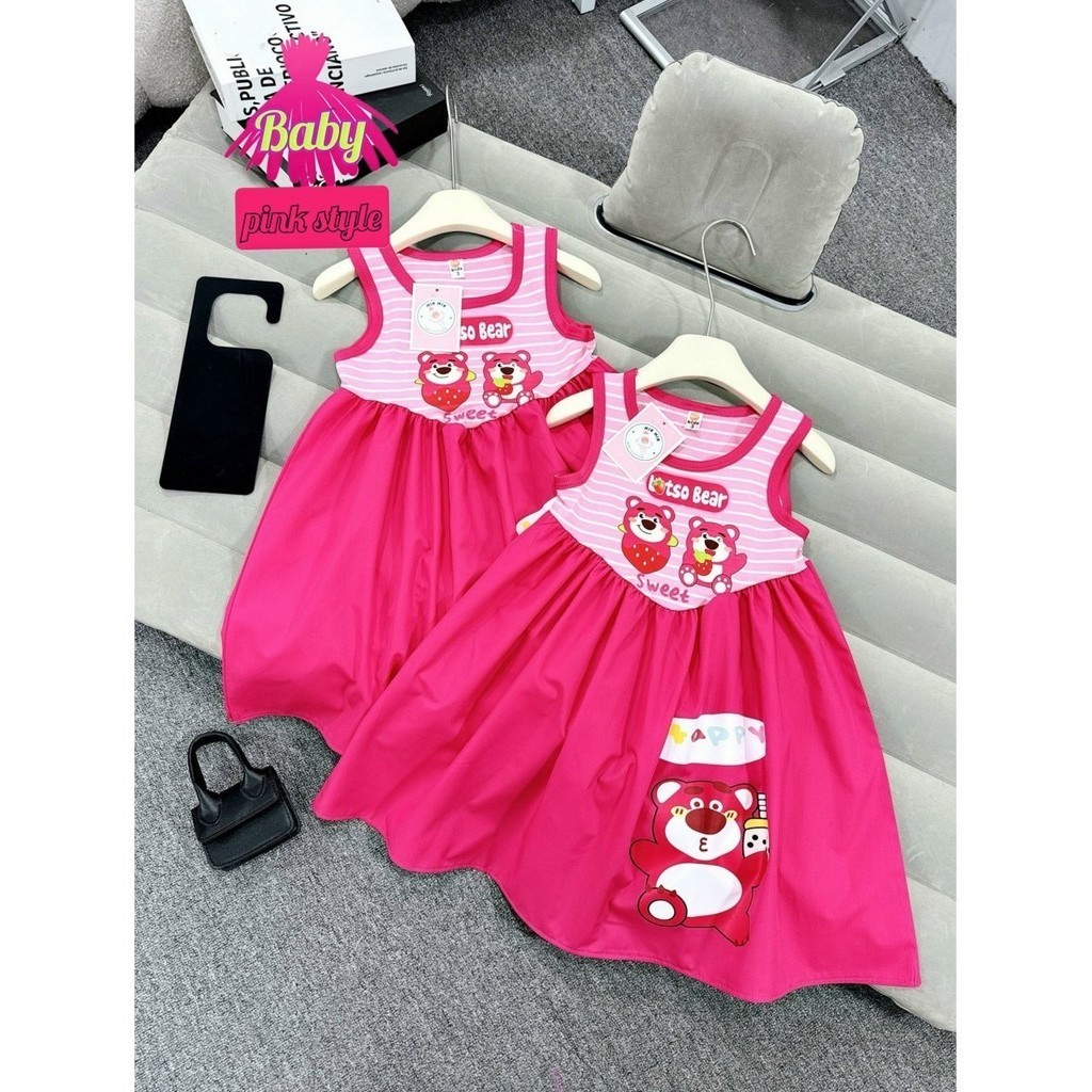 Strawberry Bear Arm Skirt, Soft, Airy cotton Dress, Lovely Color, For