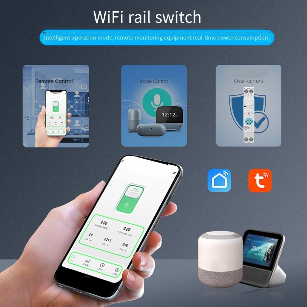 QUMMLL>>Smart WIFI DIN Switch For Tuya Remote Control Home Circuit ...