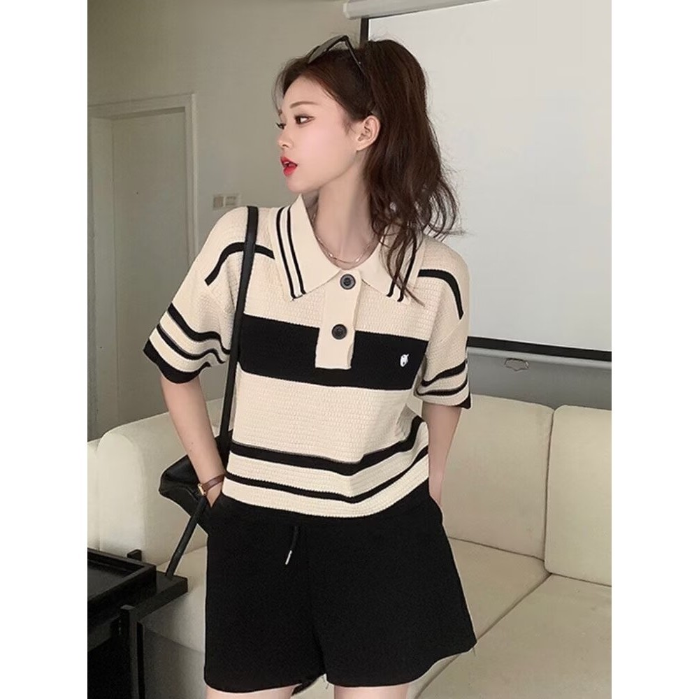 Sequined Korean-style Short-sleeved T-shirt False Two-piece Patchwork Loose All-matching Top