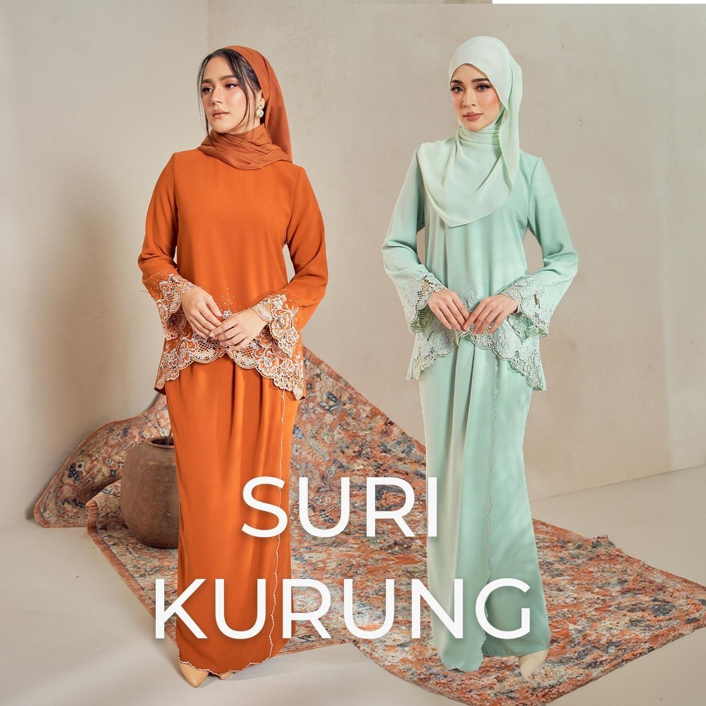 CaryaZara Baju Raya 2024 Suri Mini Kurung Border Lace Sulam Full