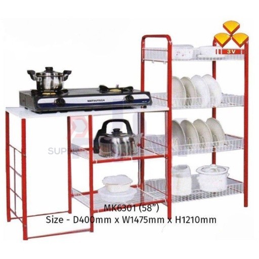 3V Mekko Metal Gas Stove With Dish Rack Combo Powder Coating Steel Rack ...